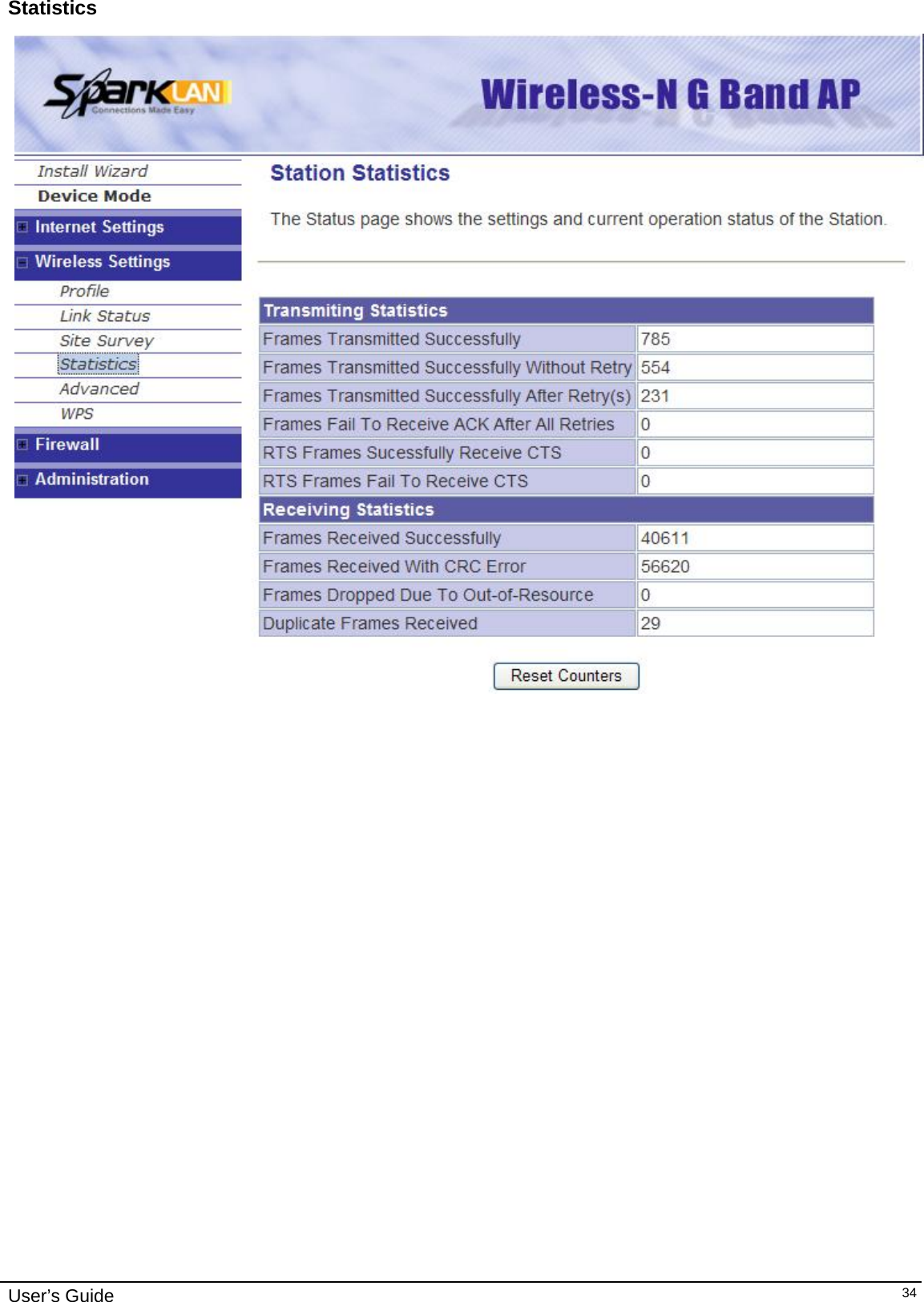    User’s Guide   34Statistics   