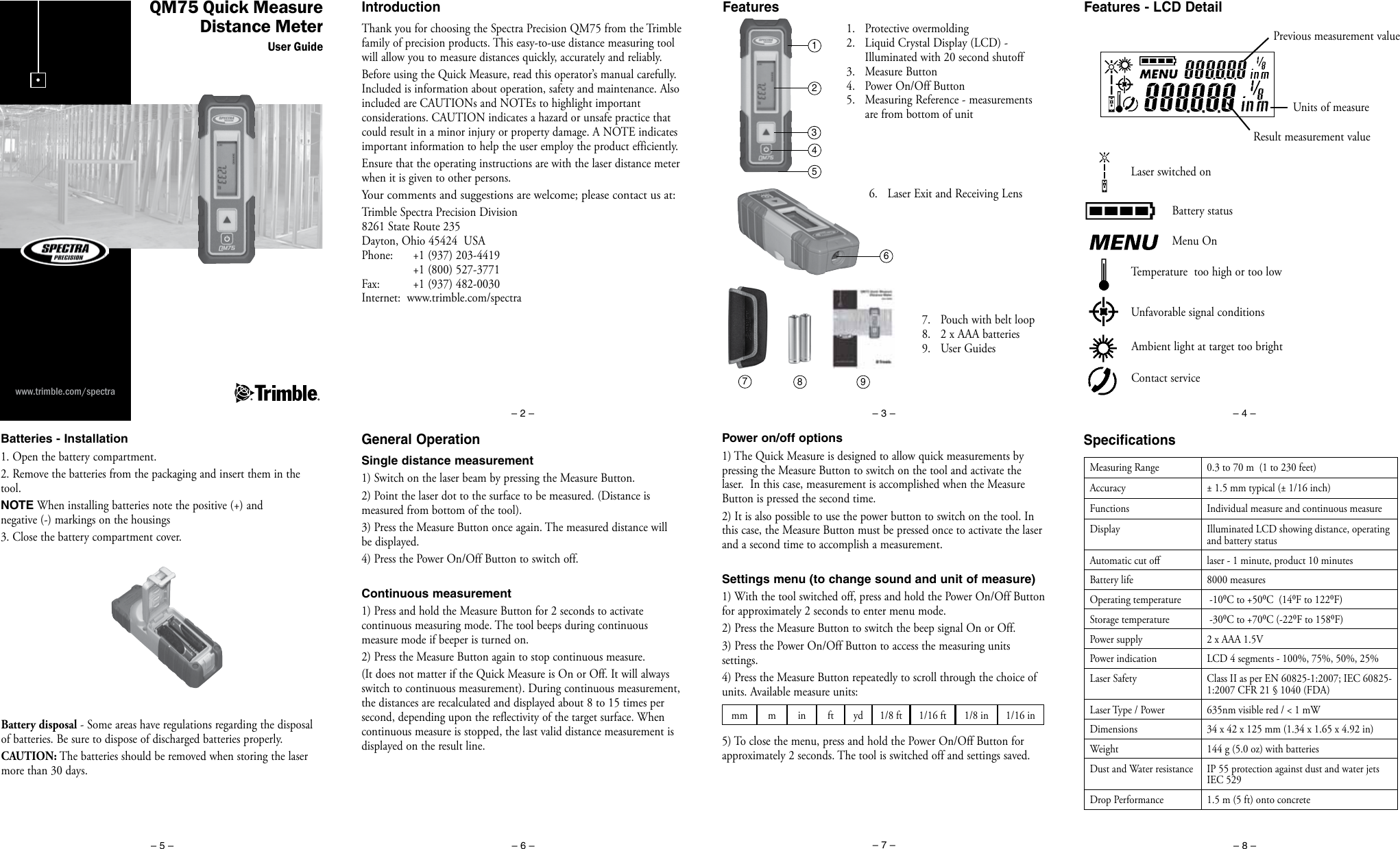 Page 1 of 2 - Spectra Spectra-Qm75-Users-Manual-  Spectra-qm75-users-manual