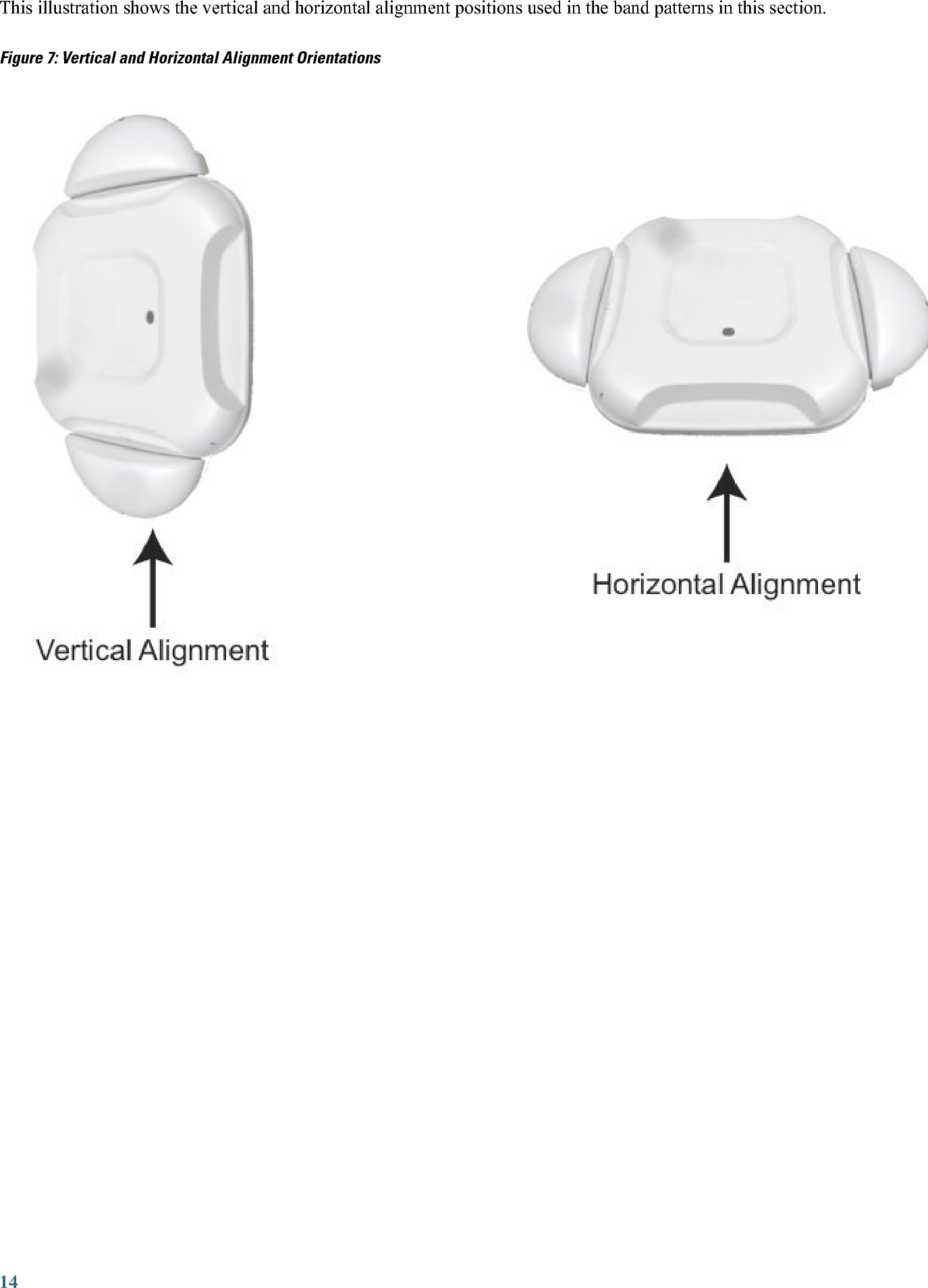 This illustration shows the vertical and horizontal alignment positions used in the band patterns in this section.Figure 7: Vertical and Horizontal Alignment Orientations14