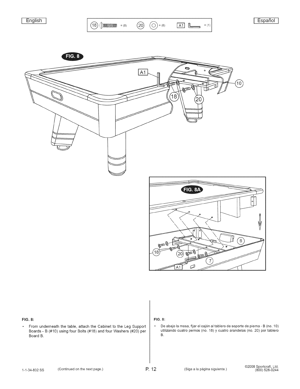 Sportcraft 1 34 832SS User Manual AIR HOCKEY Manuals And Guides L1001445