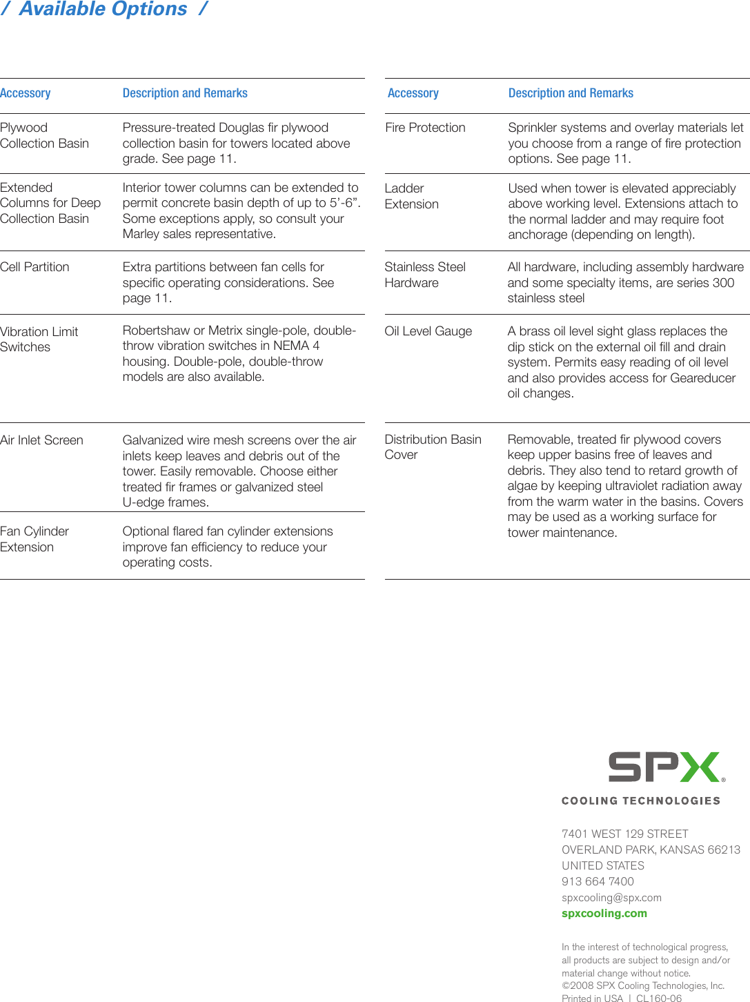 Page 12 of 12 - Spx-Cooling-Technologies Spx-Cooling-Technologies-Cooling-Tower-160-Users-Manual-  Spx-cooling-technologies-cooling-tower-160-users-manual