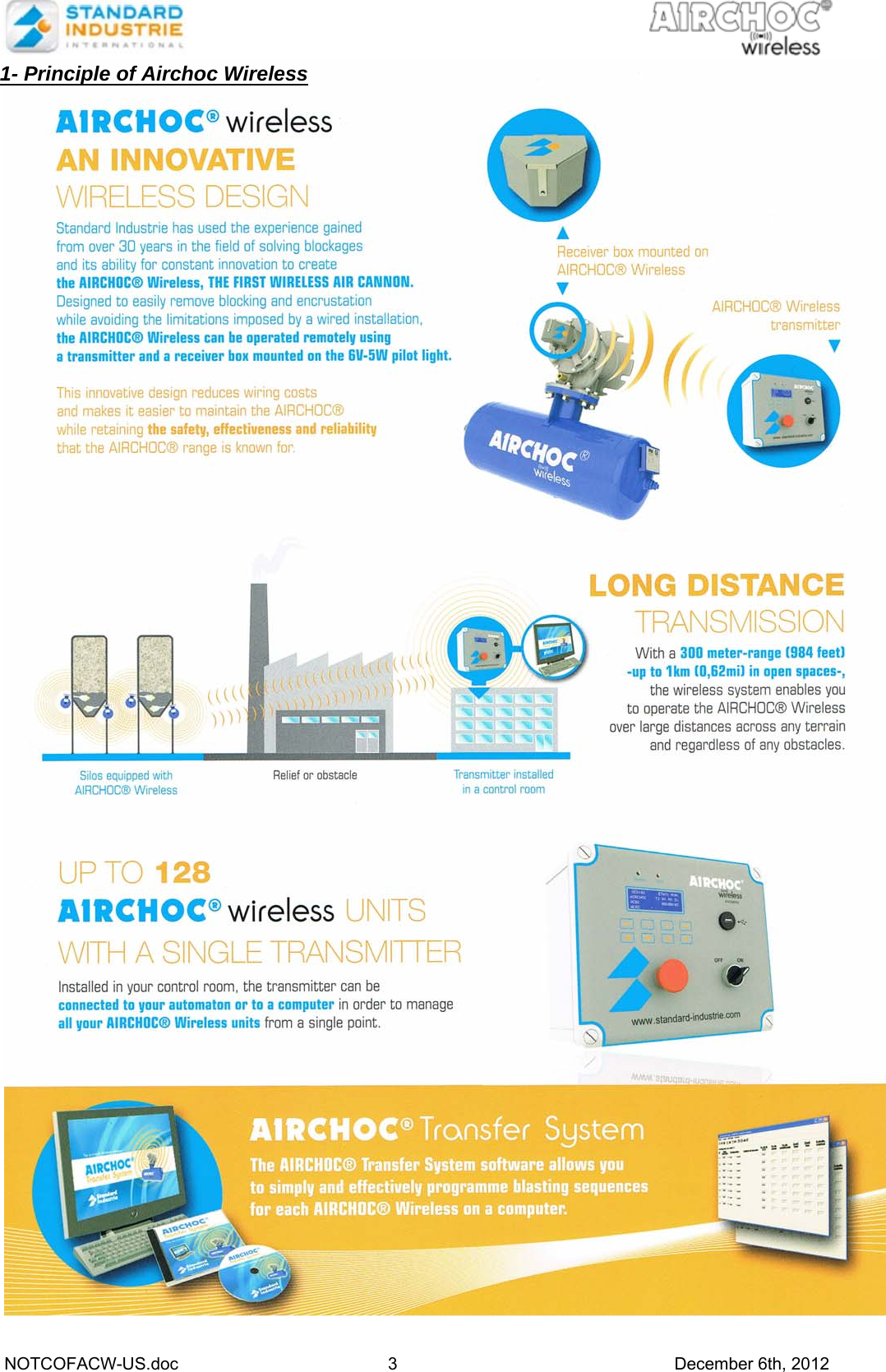  NOTCOFACW-US.doc 3 December 6th, 2012 1- Principle of Airchoc Wireless 