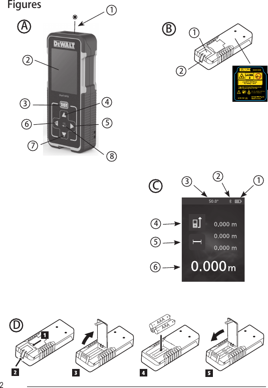 Page 2 of Stanley Black and Decker DW0165 Laser Distance Measurer User Manual DW0165 User Manual NA indd