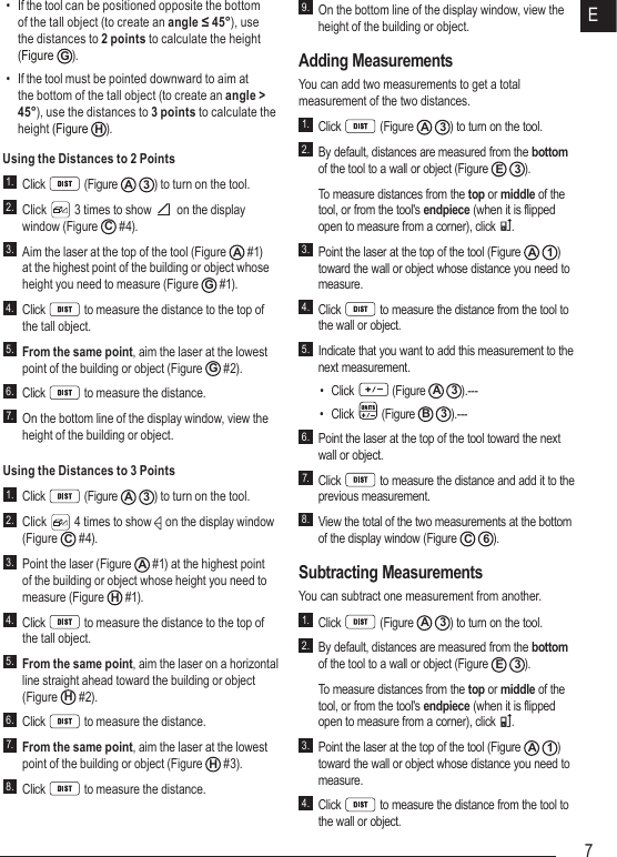 Page 7 of Stanley Black and Decker DW0165 Laser Distance Measurer User Manual DW0165 User Manual NA indd