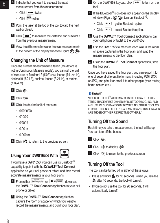 Page 8 of Stanley Black and Decker DW0165 Laser Distance Measurer User Manual DW0165 User Manual NA indd