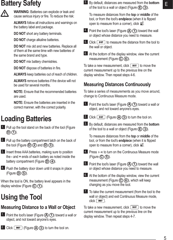 Page 5 of Stanley Black and Decker DW0330 Laser Distance Measurer User Manual DW0330 User Manual NA   latest indd