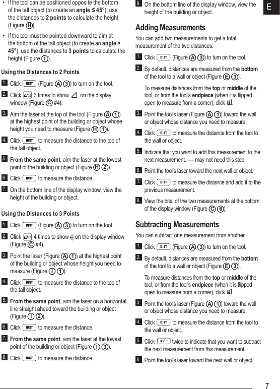 Page 7 of Stanley Black and Decker DW0330 Laser Distance Measurer User Manual DW0330 User Manual NA   latest indd