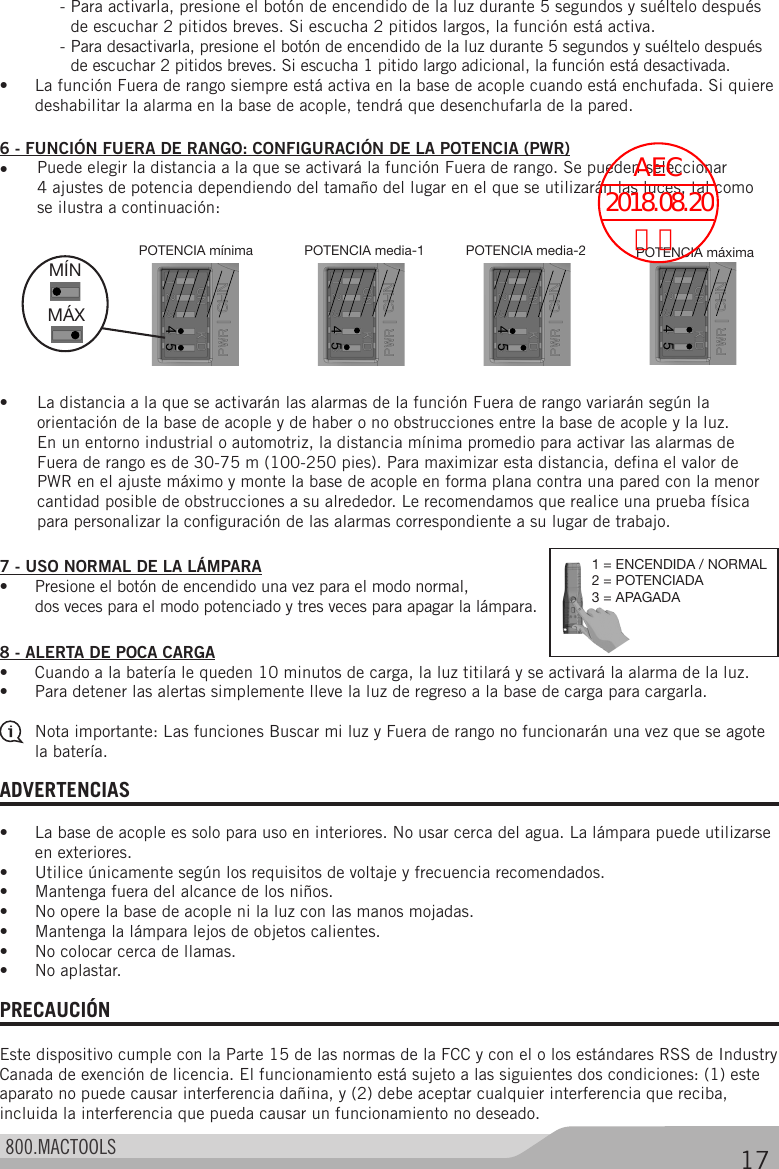 Page 18 of Stanley Black and Decker MHL600DOCK Charging Dock of Inspection LED Light User Manual 