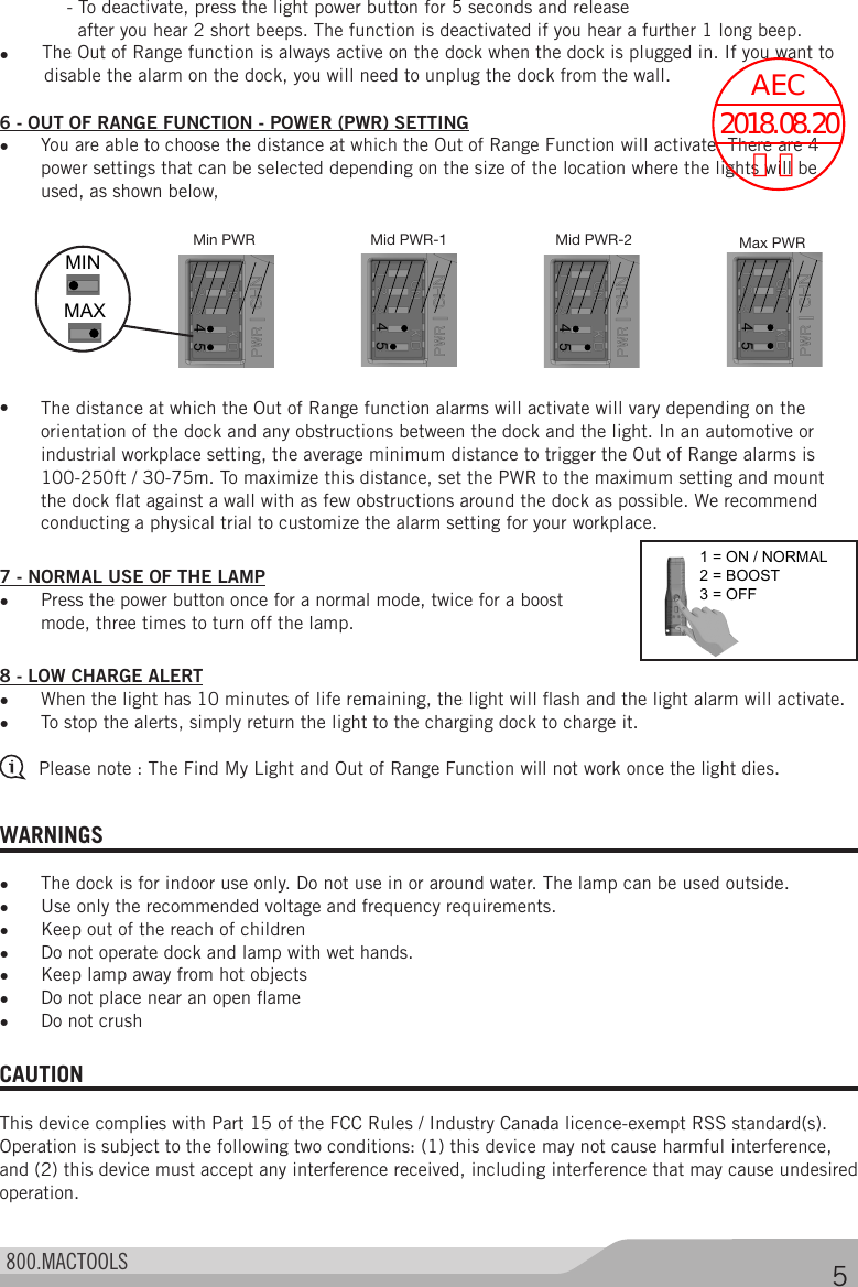 Page 6 of Stanley Black and Decker MHL600DOCK Charging Dock of Inspection LED Light User Manual 