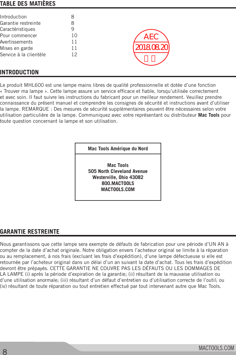 Page 9 of Stanley Black and Decker MHL600DOCK Charging Dock of Inspection LED Light User Manual 