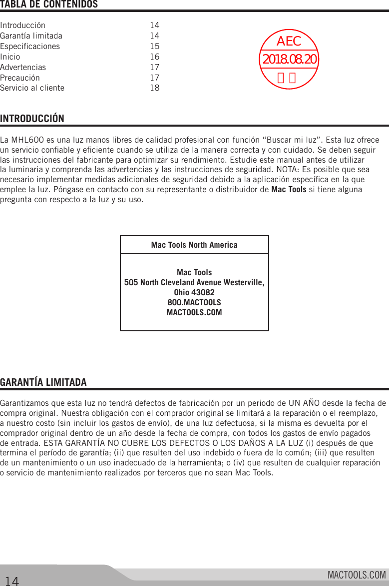 Page 15 of Stanley Black and Decker MHL600LAMP Inspection LED Light User Manual 