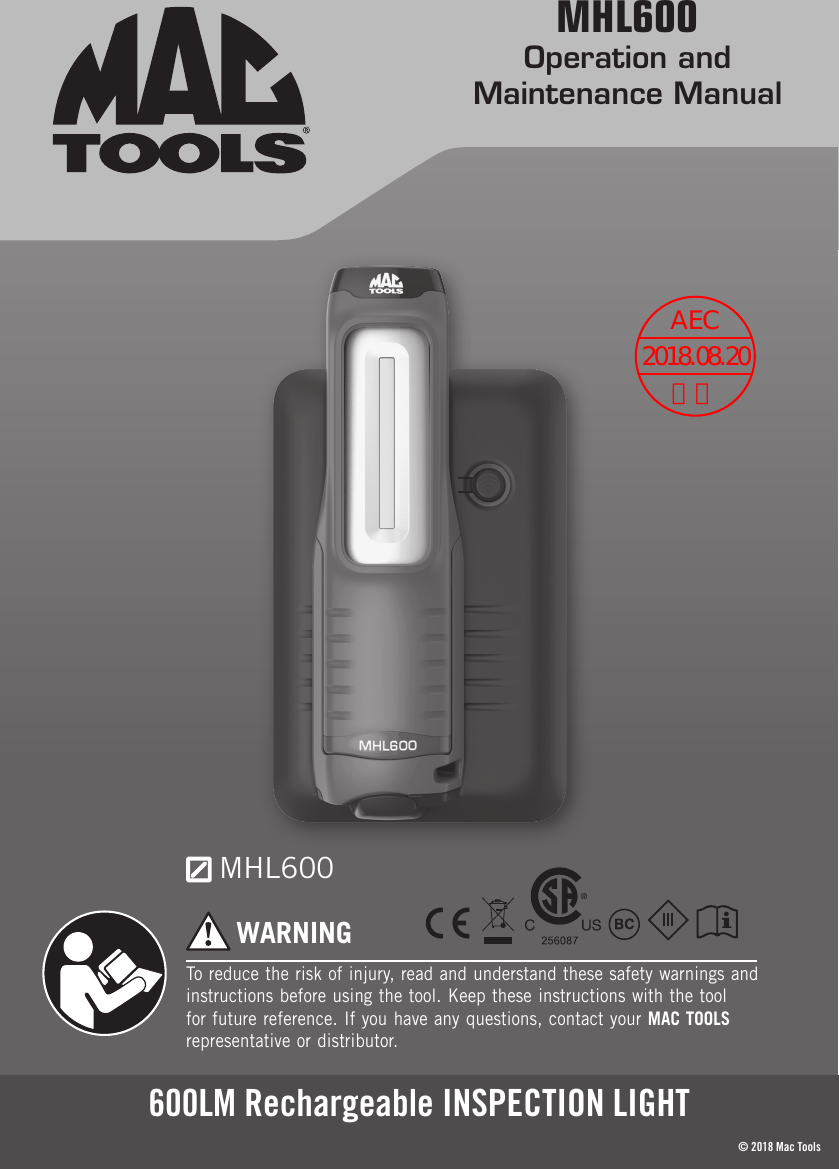 Page 2 of Stanley Black and Decker MHL600LAMP Inspection LED Light User Manual 
