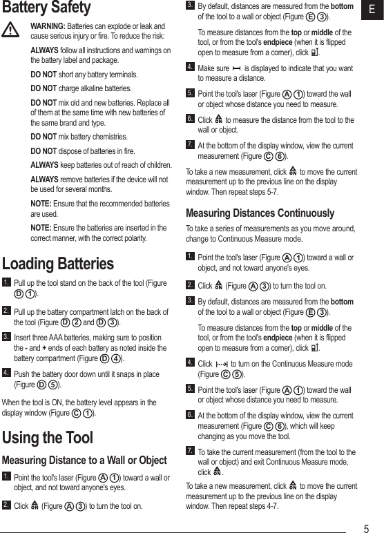 Page 5 of Stanley Black and Decker TLM165 Laser Distance Measurer User Manual rev1