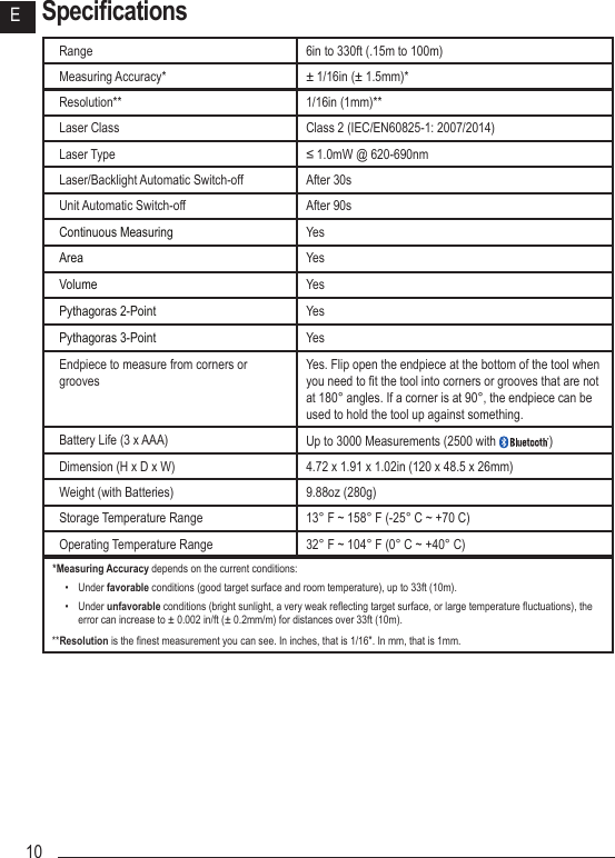 Page 10 of Stanley Black and Decker TLM330 Laser Distance Measurer User Manual TLM330S User Manual NA indd