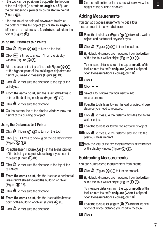 Page 7 of Stanley Black and Decker TLM330 Laser Distance Measurer User Manual TLM330S User Manual NA indd