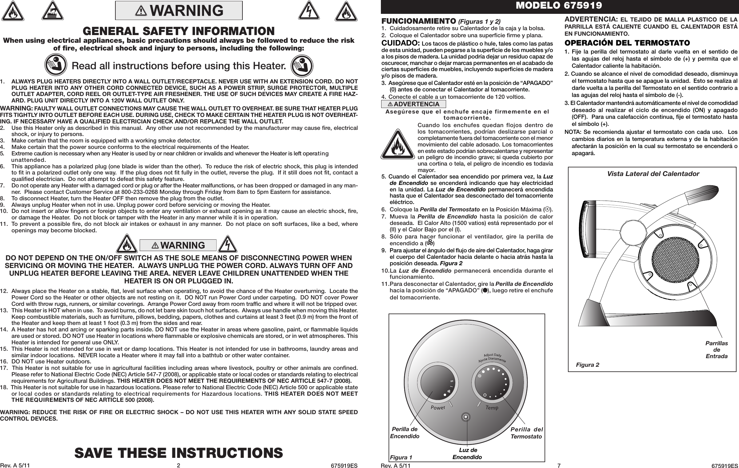 Page 2 of 4 - Stanley-Hardware Stanley-Hardware-Stanley-Hardware-Electric-Heater-675919-Users-Manual-  Stanley-hardware-stanley-hardware-electric-heater-675919-users-manual