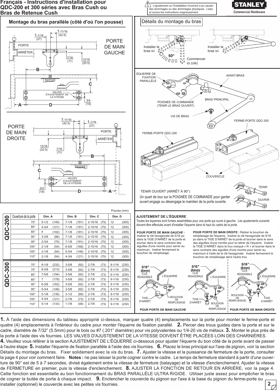 Stanley Security Pg1 QDC 313 314 Cush Hold Open Arm Installation