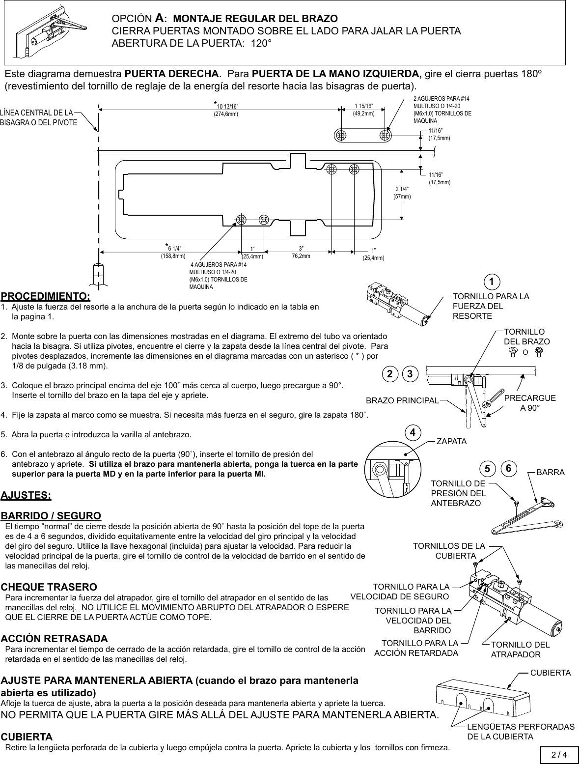 Page 10 of 12 - Stanley Security  QDC100 Series Door Closer Installation Instructions 5043520-04-QDC100Installation