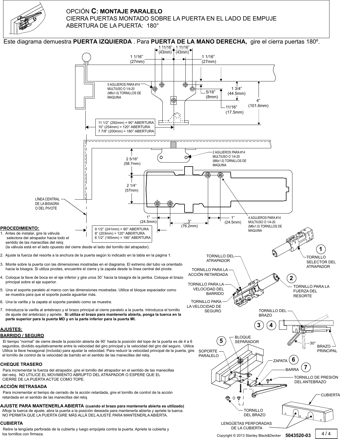 Page 12 of 12 - Stanley Security  QDC100 Series Door Closer Installation Instructions 5043520-04-QDC100Installation