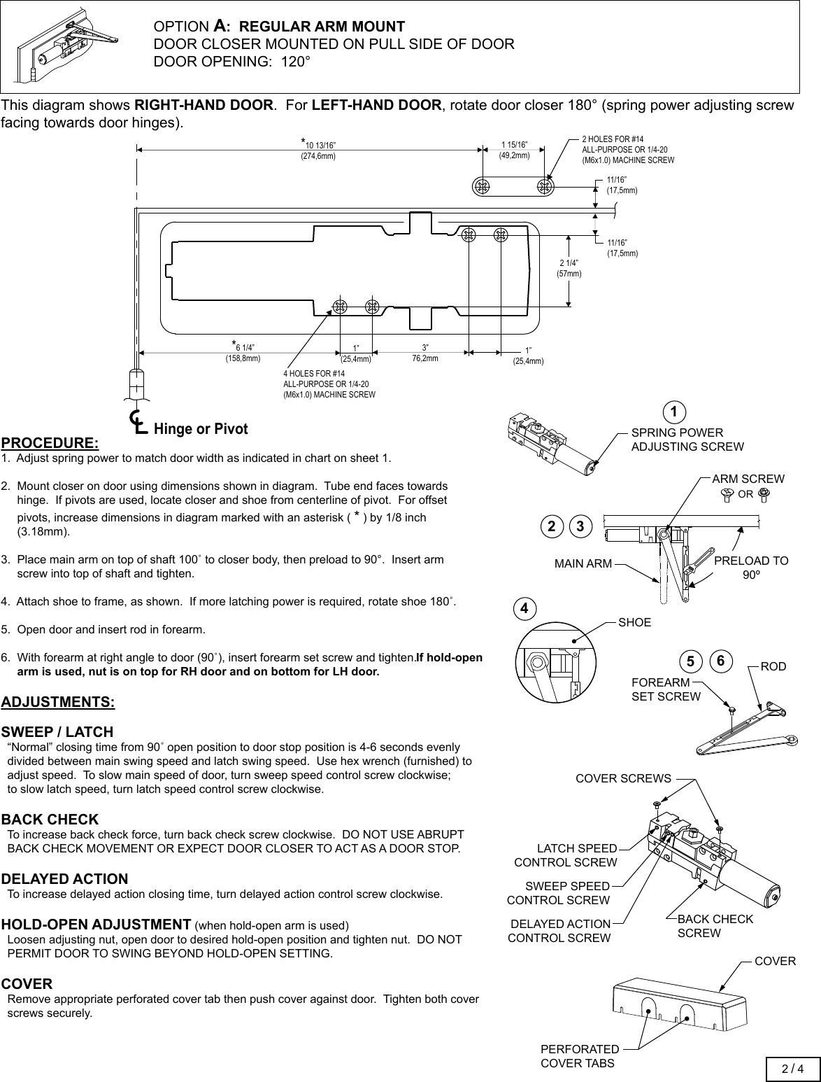 Page 2 of 12 - Stanley Security  QDC100 Series Door Closer Installation Instructions 5043520-04-QDC100Installation