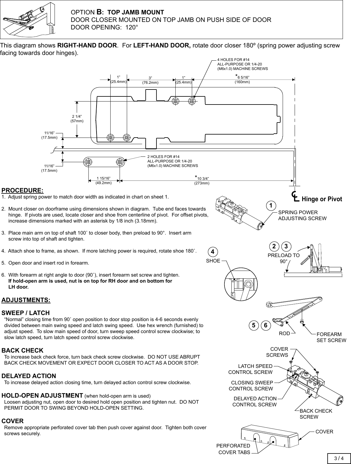 Page 3 of 12 - Stanley Security  QDC100 Series Door Closer Installation Instructions 5043520-04-QDC100Installation