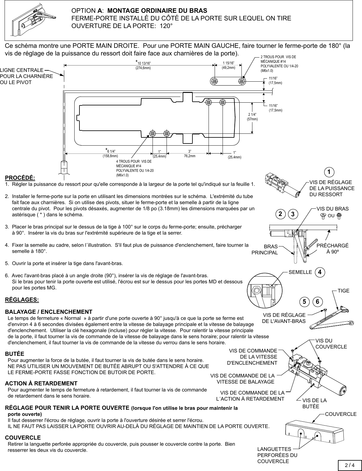 Page 6 of 12 - Stanley Security  QDC100 Series Door Closer Installation Instructions 5043520-04-QDC100Installation