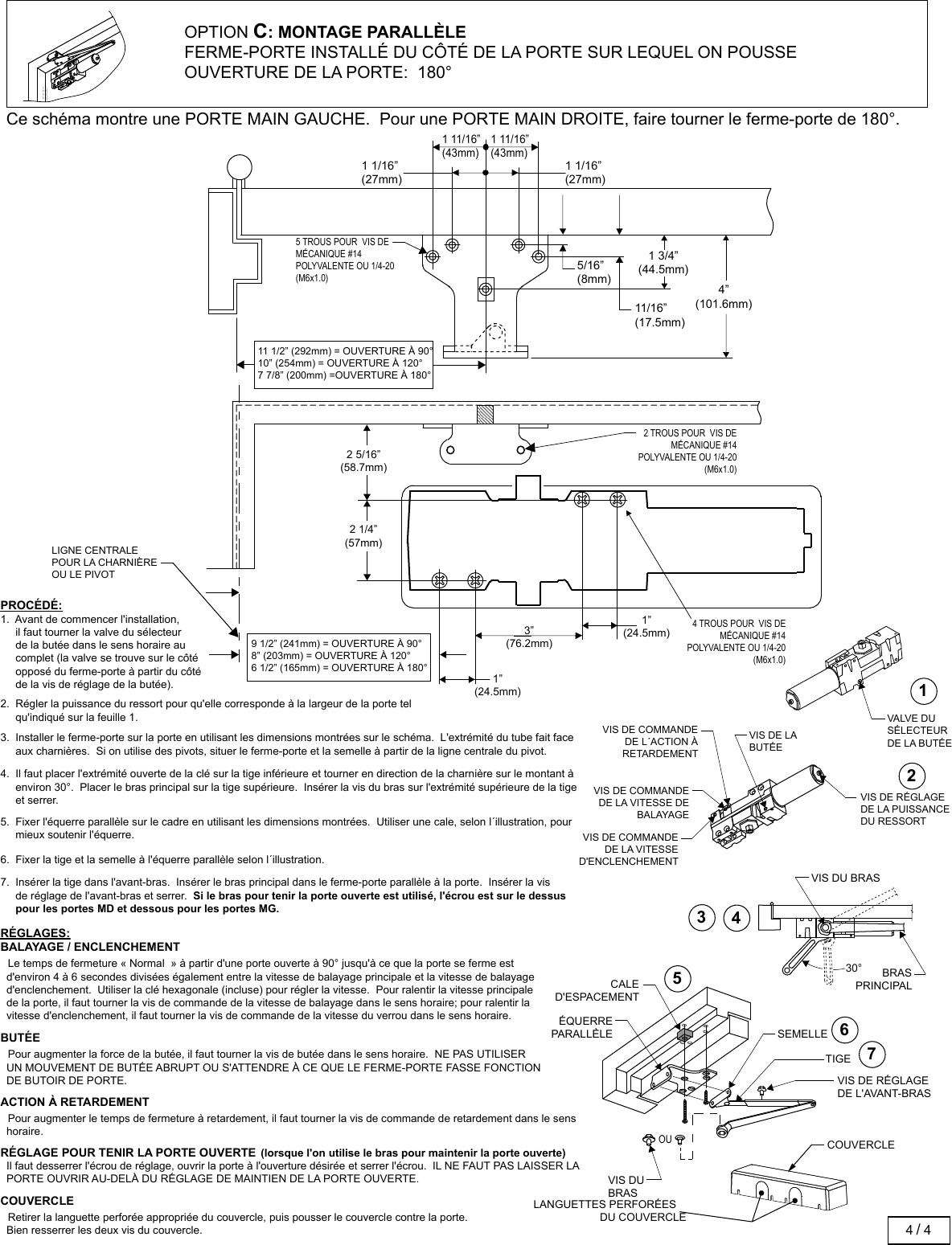 Page 8 of 12 - Stanley Security  QDC100 Series Door Closer Installation Instructions 5043520-04-QDC100Installation