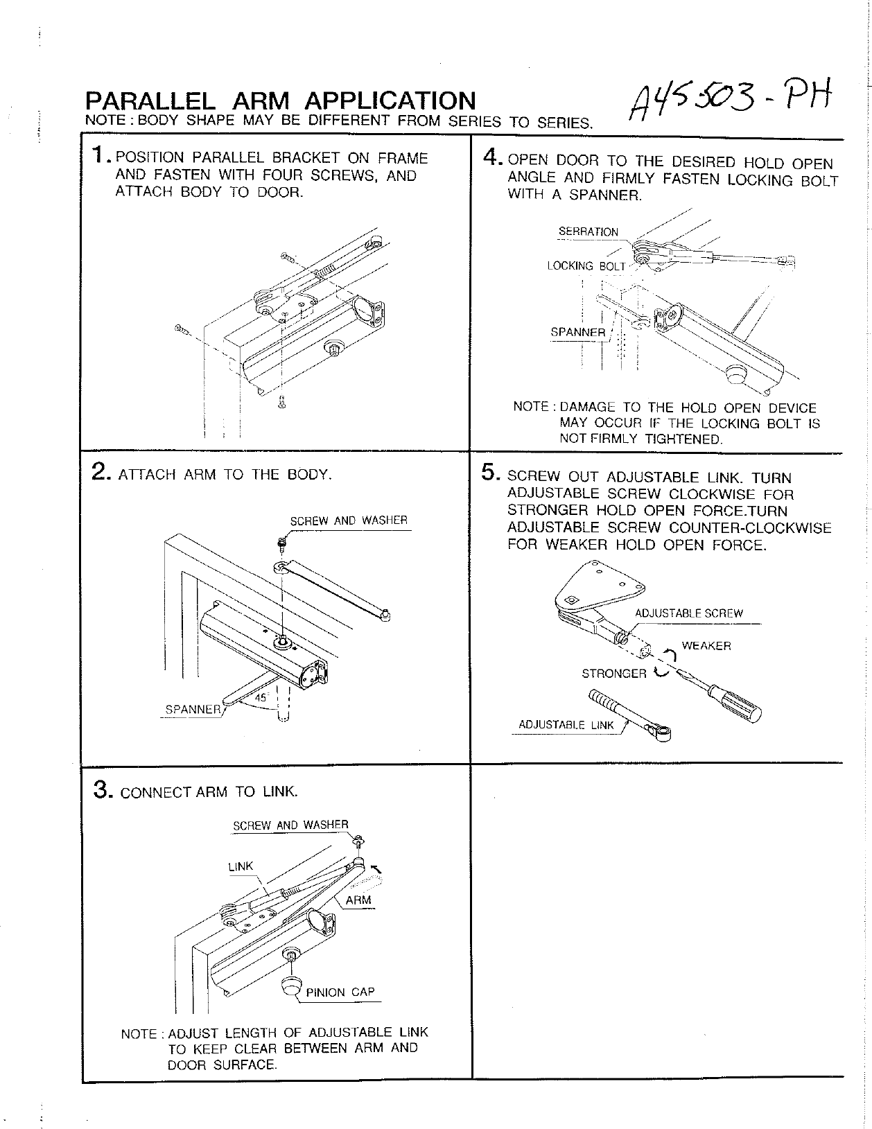 Page 2 of 2 - Stanley Security  Hold-Open Door Closer Installation Instructions - A45-501-H Hold Open