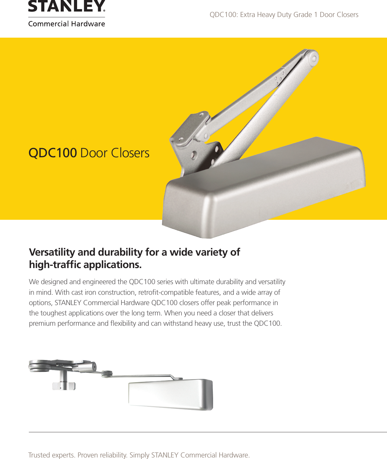 Page 1 of 2 - Stanley Security  QDC100 Door Closers Sell Sheet STCHQDC100Sell WEB