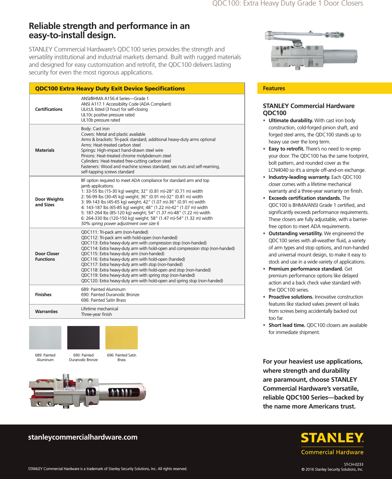 Page 2 of 2 - Stanley Security  QDC100 Door Closers Sell Sheet STCHQDC100Sell WEB