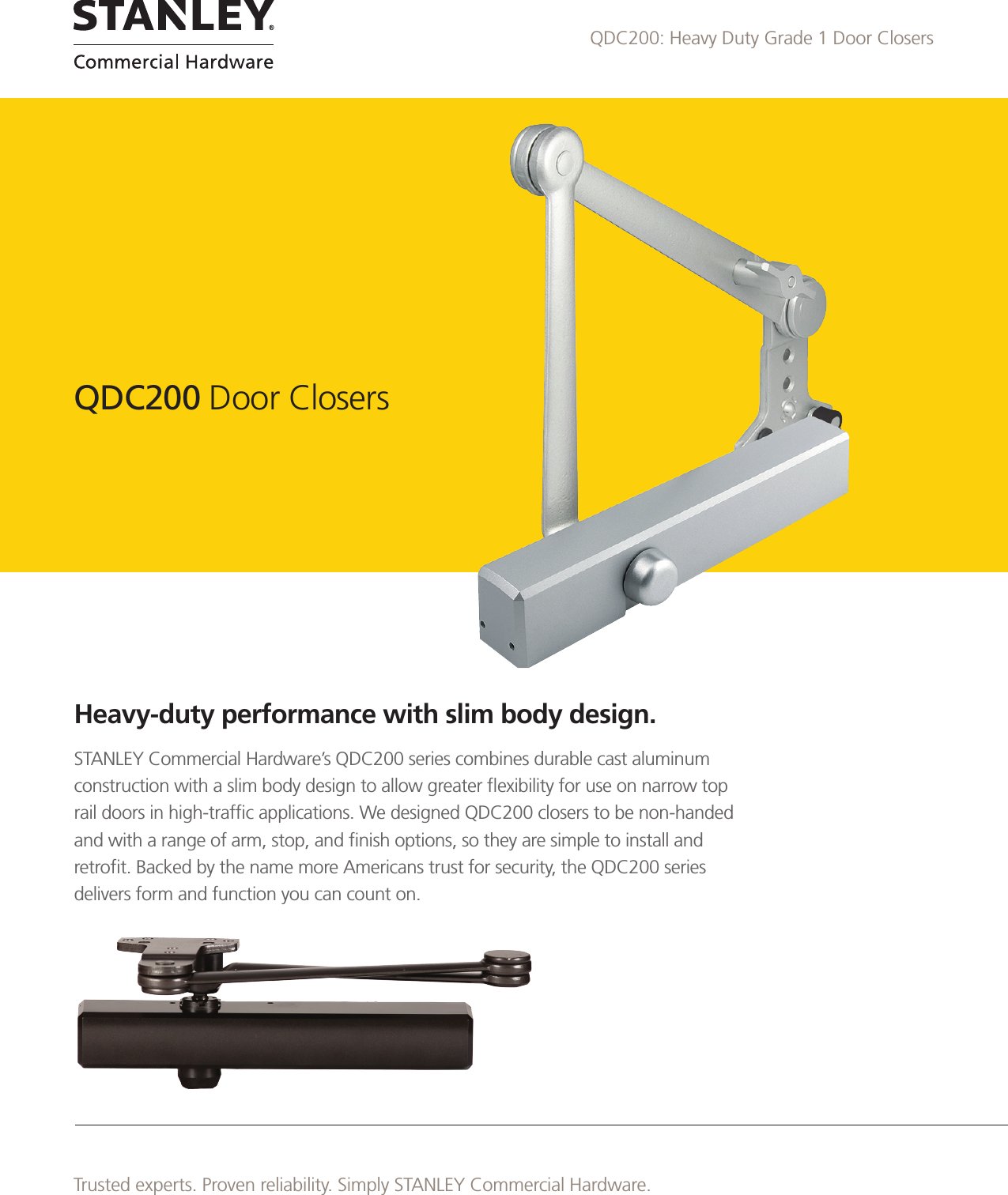 Page 1 of 2 - Stanley Security  QDC200 Door Closers Sell Sheet STCHQDC200Sell WEB