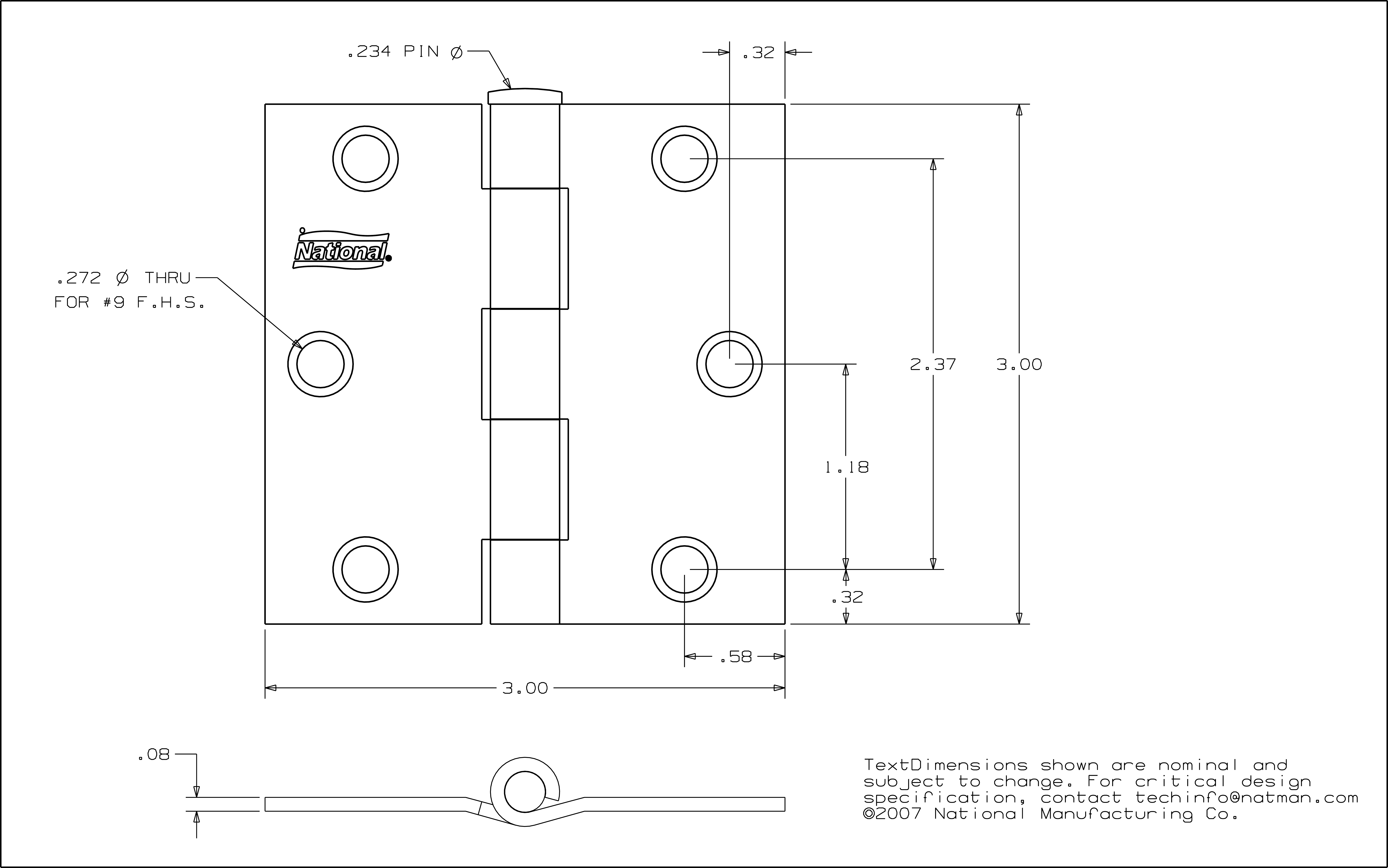 Stanley Security 512 Door Hinge 3 White N109 180 N142 604 hinges