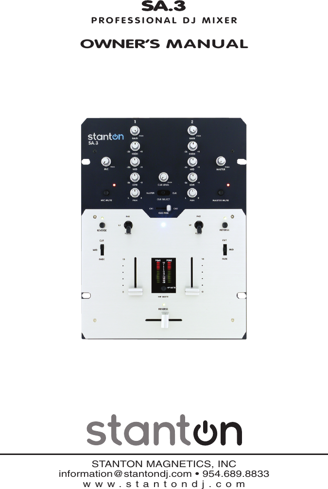 Page 1 of 12 - Stanton SA.3  User Manual To The D2cff87e-e50c-4af0-979c-d94c82073f76