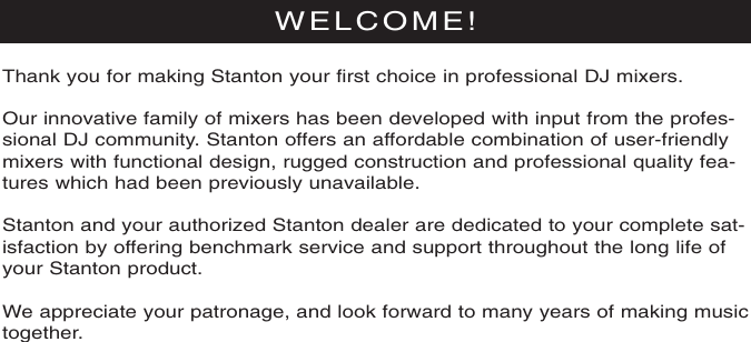 Page 2 of 12 - Stanton SMX.501 User Manual  To The 9b1fb105-d50d-44b5-910f-39a724e072eb