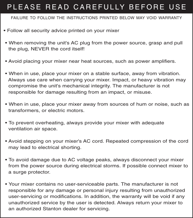 Page 3 of 12 - Stanton SMX.501 User Manual  To The 9b1fb105-d50d-44b5-910f-39a724e072eb