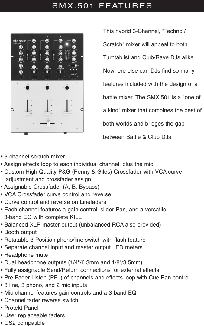 Page 4 of 12 - Stanton SMX.501 User Manual  To The 9b1fb105-d50d-44b5-910f-39a724e072eb