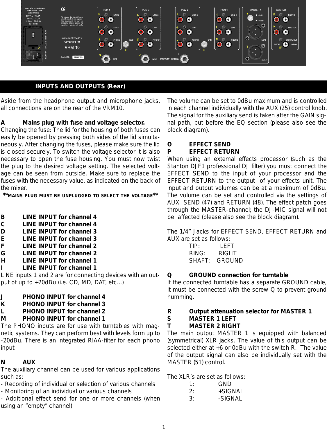 Page 2 of 8 - Stanton Stanton-Professional-Valve-Dj-Mixer-Vrm-10-Users-Manual-  Stanton-professional-valve-dj-mixer-vrm-10-users-manual