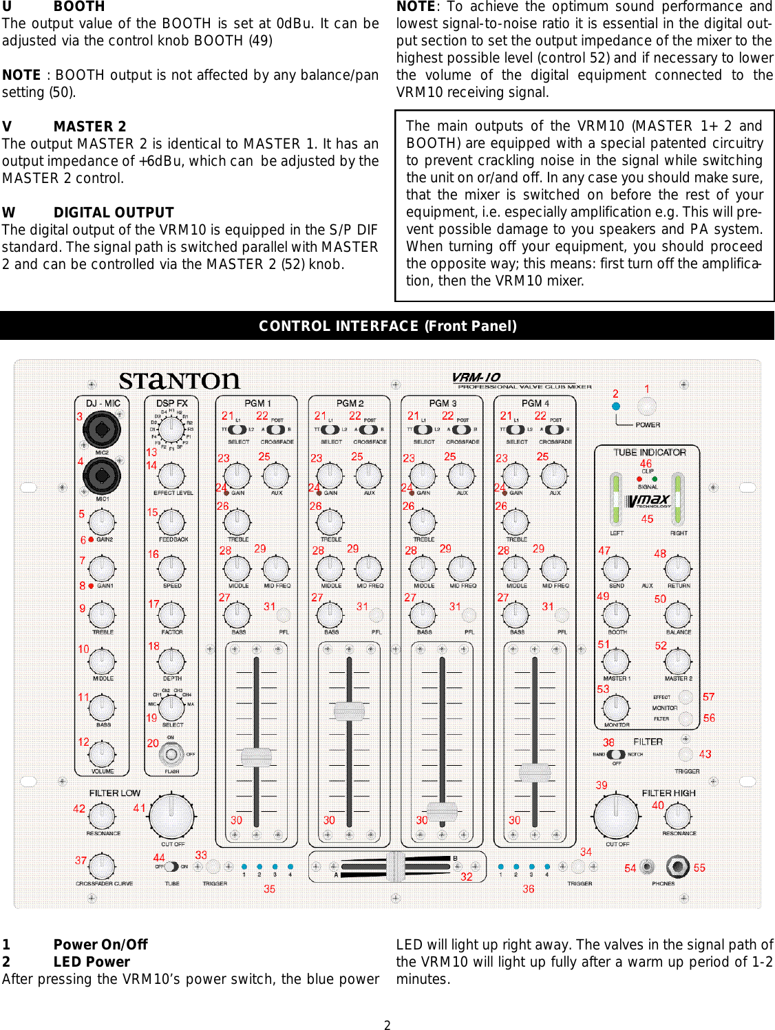 Page 3 of 8 - Stanton Stanton-Professional-Valve-Dj-Mixer-Vrm-10-Users-Manual-  Stanton-professional-valve-dj-mixer-vrm-10-users-manual