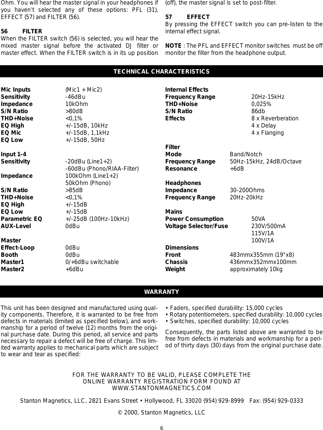 Page 7 of 8 - Stanton Stanton-Professional-Valve-Dj-Mixer-Vrm-10-Users-Manual-  Stanton-professional-valve-dj-mixer-vrm-10-users-manual