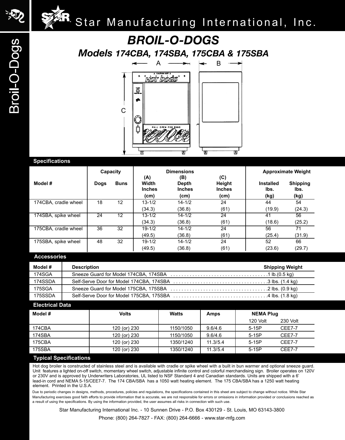 Star Manufacturing 174Cba Users Manual