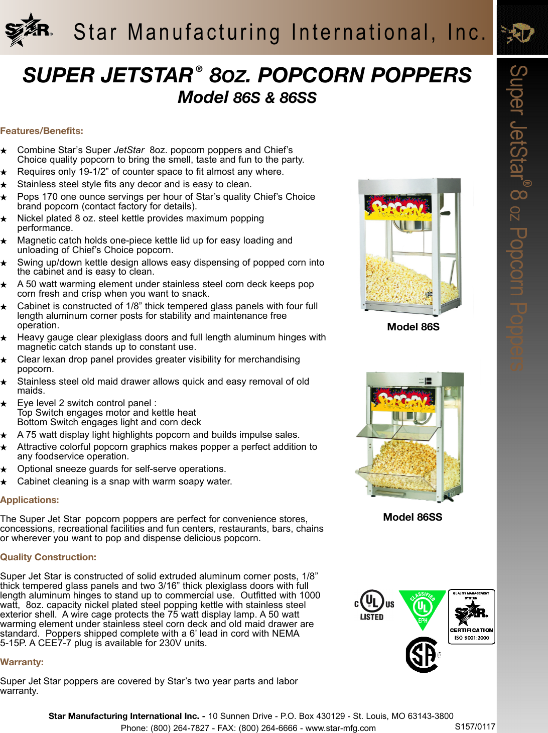 Star Manufacturing 86S Users Manual