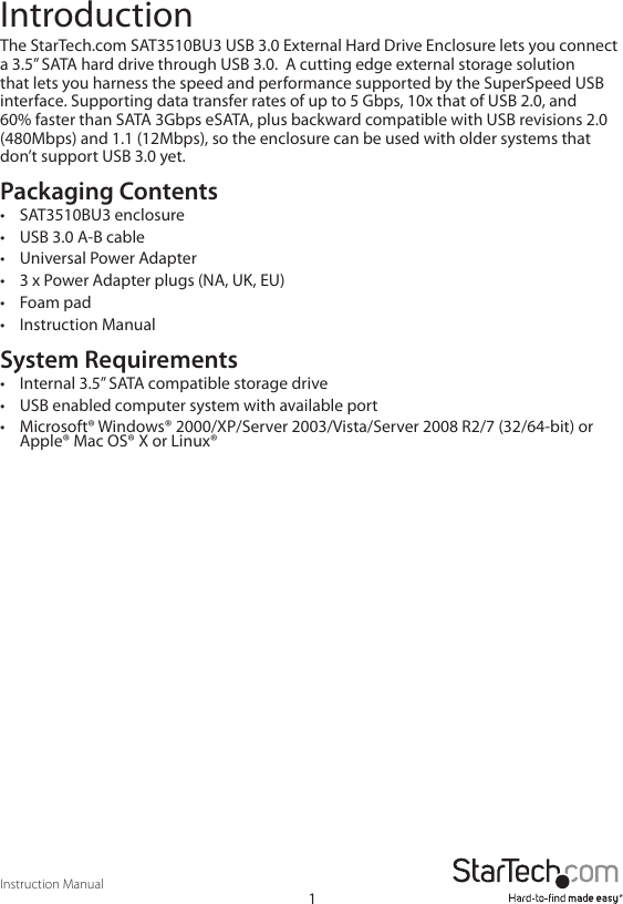 Page 4 of 11 - Star-Tech-Development Star-Tech-Development-Sat3510Bu3-Users-Manual- Star-tech-development-sat3510bu3-users-manual