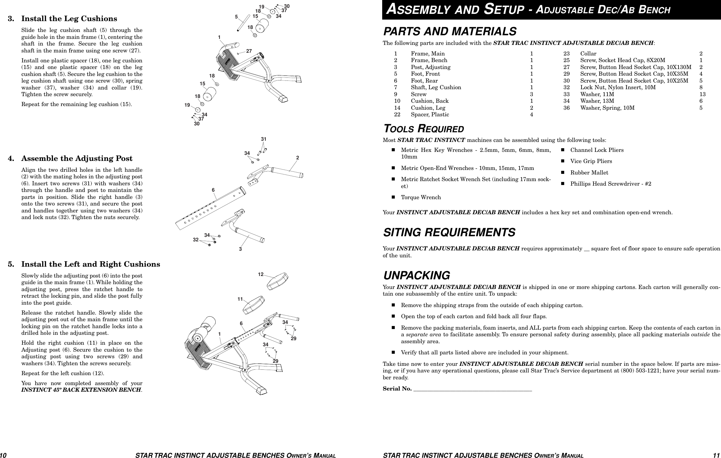 Page 10 of 10 - Star-Trac Star-Trac-Adjustable-Benches--Users-Manual- Adjustable_Benches_2up  Star-trac-adjustable-benches--users-manual