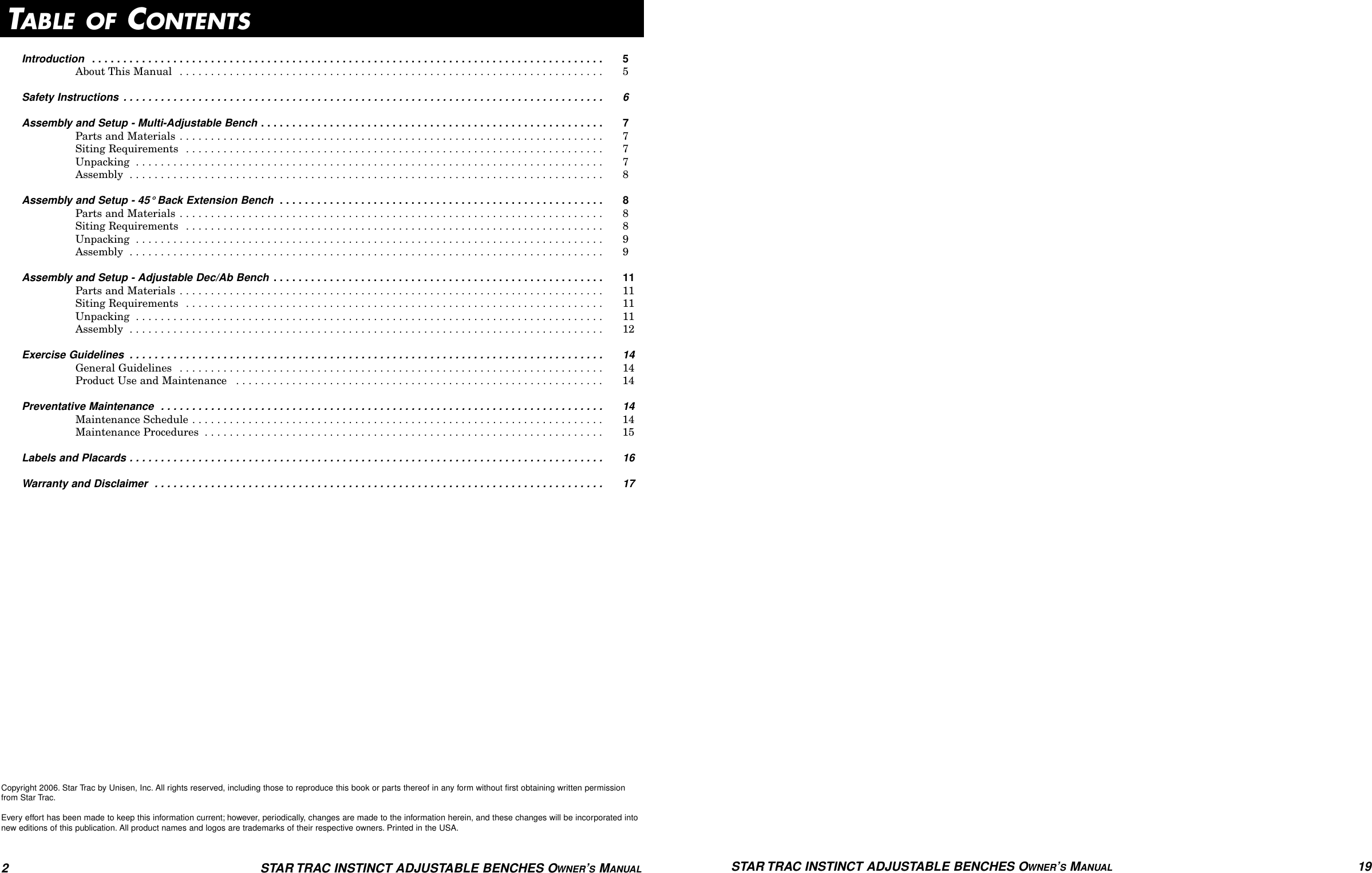 Page 2 of 10 - Star-Trac Star-Trac-Adjustable-Benches--Users-Manual- Adjustable_Benches_2up  Star-trac-adjustable-benches--users-manual