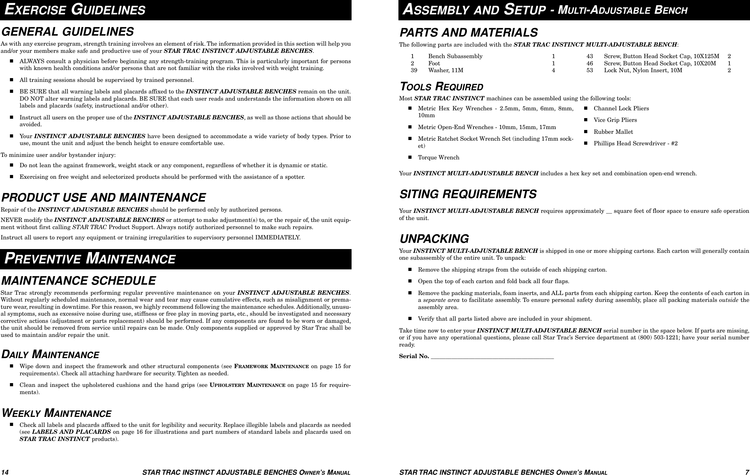 Page 7 of 10 - Star-Trac Star-Trac-Adjustable-Benches--Users-Manual- Adjustable_Benches_2up  Star-trac-adjustable-benches--users-manual