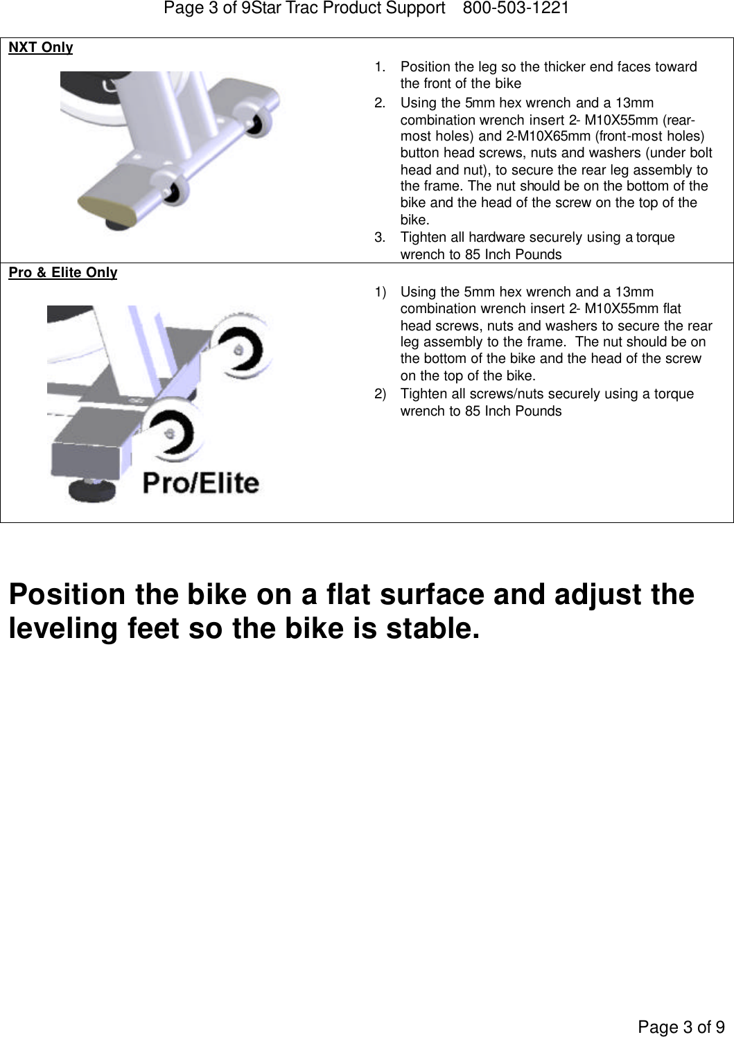 Page 4 of 9 - Star-Trac Star-Trac-Spinner-Bike-Nxt-7000-Users-Manual- New Spinner Bike Install Rev J PN 620-7493  Star-trac-spinner-bike-nxt-7000-users-manual