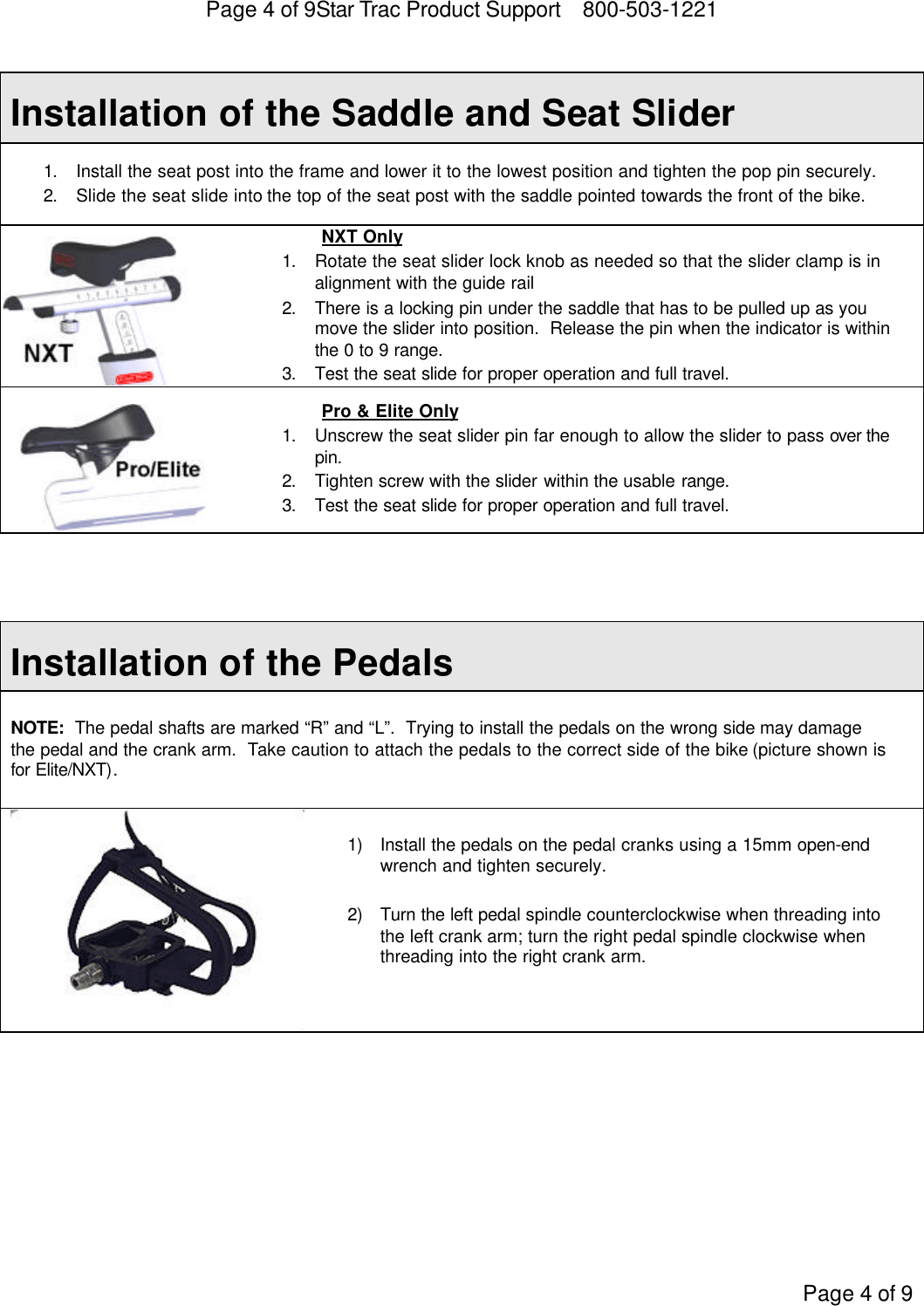 Page 5 of 9 - Star-Trac Star-Trac-Spinner-Bike-Nxt-7000-Users-Manual- New Spinner Bike Install Rev J PN 620-7493  Star-trac-spinner-bike-nxt-7000-users-manual