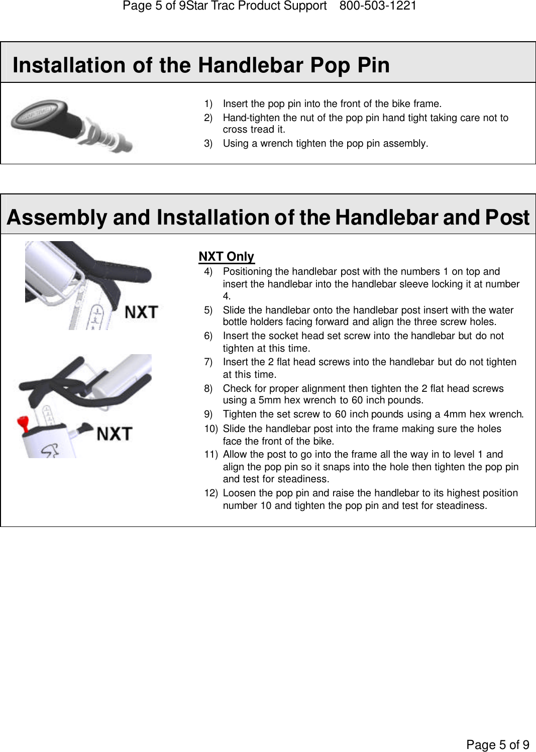 Page 6 of 9 - Star-Trac Star-Trac-Spinner-Bike-Nxt-7000-Users-Manual- New Spinner Bike Install Rev J PN 620-7493  Star-trac-spinner-bike-nxt-7000-users-manual