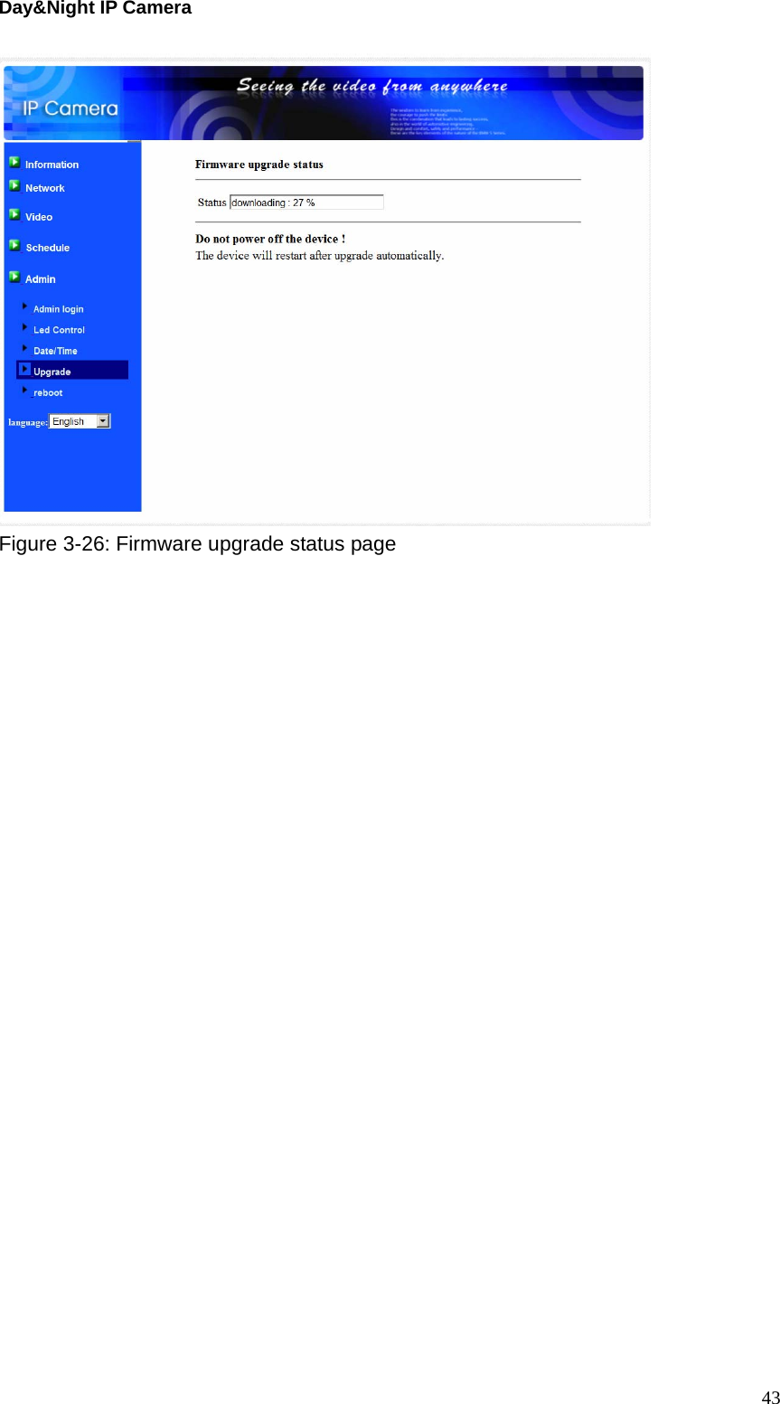 Day&amp;Night IP Camera  Figure 3-26: Firmware upgrade status page  43