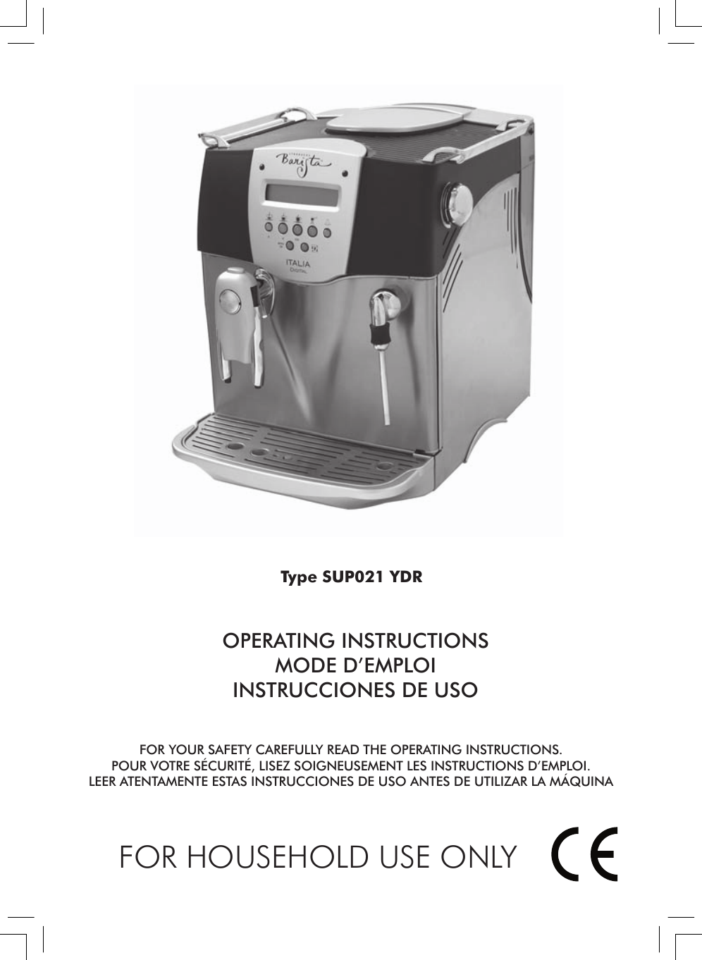 Starbucks Barista Sup021 Ydr Users Manual